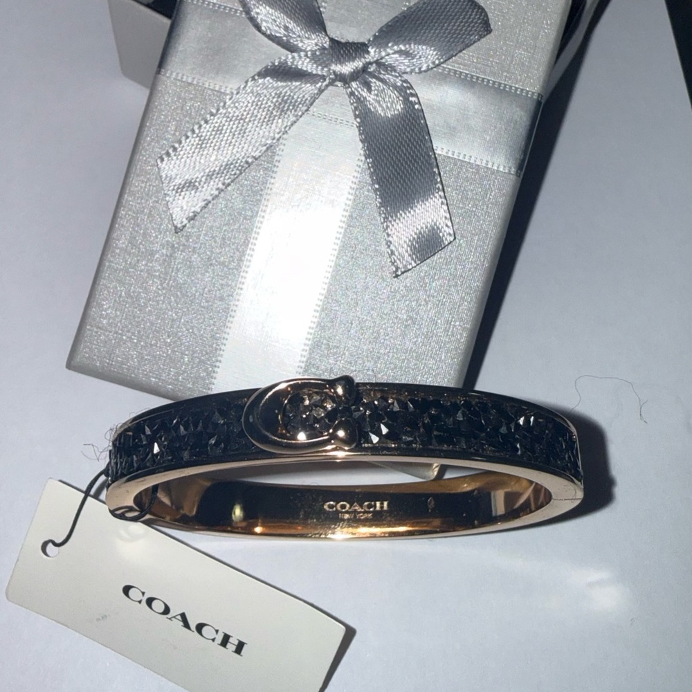Coach Black and Gold Embellished Bangle